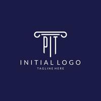 pt logo monogramme avec pilier forme dessins vecteur