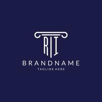 ri logo monogramme avec pilier forme dessins vecteur