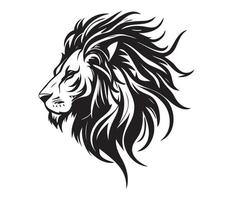 Lion affronter, silhouettes Lion visage , noir et blanc Lion vecteur