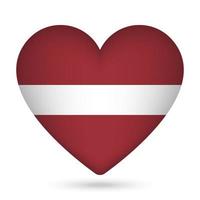 Lettonie drapeau dans cœur forme. vecteur illustration.