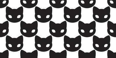 chat sans couture modèle vecteur chat tête isolé fond d'écran tuile Contexte noir