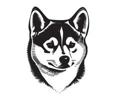 shiba inu affronter, silhouette chien affronter, noir et blanc shiba inu vecteur