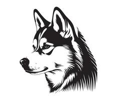 sibérien rauque affronter, silhouette chien affronter, noir et blanc sibérien rauque vecteur