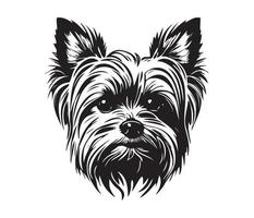 Yorkshire terrier affronter, silhouette chien affronter, noir et blanc Yorkshire terrier vecteur