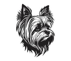 Yorkshire terrier affronter, silhouette chien affronter, noir et blanc Yorkshire terrier vecteur