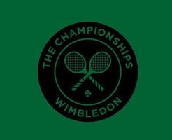 Wimbledon tennis symbole noir logo le championnats ouvert tournoi conception vecteur abstrait illustration avec vert Contexte