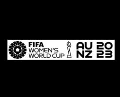 fifa aux femmes monde tasse Australie Nouveau zélande 2023 blanc officiel logo champion symbole conception abstrait vecteur illustration avec noir Contexte