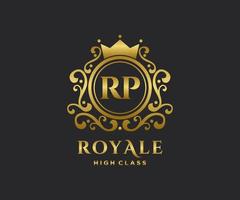 d'or lettre rp modèle logo luxe or lettre avec couronne. monogramme alphabet . magnifique Royal initiales lettre. vecteur