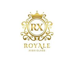 d'or lettre rx modèle logo luxe or lettre avec couronne. monogramme alphabet . magnifique Royal initiales lettre. vecteur