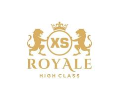 d'or lettre xs modèle logo luxe or lettre avec couronne. monogramme alphabet . magnifique Royal initiales lettre. vecteur