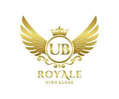 d'or lettre ub modèle logo luxe or lettre avec couronne. monogramme alphabet . magnifique Royal initiales lettre. vecteur