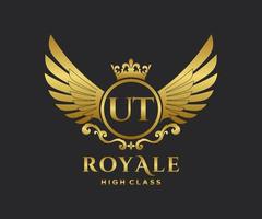 d'or lettre Utah modèle logo luxe or lettre avec couronne. monogramme alphabet . magnifique Royal initiales lettre. vecteur
