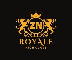 d'or lettre zn modèle logo luxe or lettre avec couronne. monogramme alphabet . magnifique Royal initiales lettre. vecteur