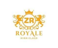 d'or lettre zr modèle logo luxe or lettre avec couronne. monogramme alphabet . magnifique Royal initiales lettre. vecteur