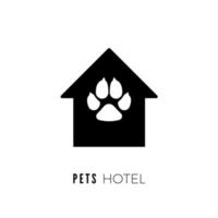 animal de compagnie Hôtel icône. logo pour animal de compagnie Hôtel. noir maison avec chien empreinte. vecteur