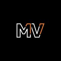 abstrait lettre mv logo conception avec ligne lien pour La technologie et numérique affaires entreprise. vecteur