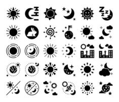 icônes vectorielles de glyphe soleil et lune vecteur