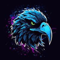 une logo de une en colère Aigle diriger, conçu dans esports illustration style vecteur