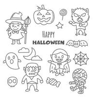 joyeux halloween kawaii doodle vecteur