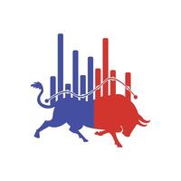 taureau graphique Stock marché vecteur logo conception. taureau et ours affaires logo conception.