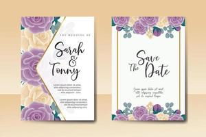 mariage invitation Cadre ensemble, floral aquarelle numérique main tiré Rose fleur conception invitation carte modèle vecteur