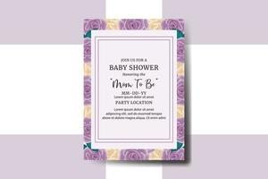 bébé douche salutation carte Rose fleur conception modèle vecteur