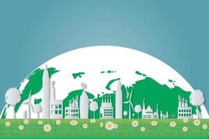 écologie, les villes vertes aident le monde avec des idées de concept écologiques.Illustration vectorielle vecteur