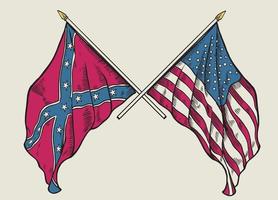 main dessin de traversée syndicat drapeau et confédéré drapeau vecteur