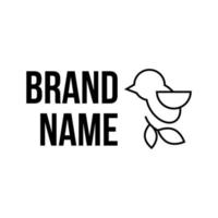 noir ligne logo avec oiseau avec branche sur blanc Contexte. éco logo vecteur