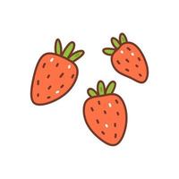 fraise mignonne isolé sur fond blanc. illustration vectorielle dessinée à la main dans un style doodle. parfait pour les cartes, logo, décorations, recettes, menu, divers designs. vecteur