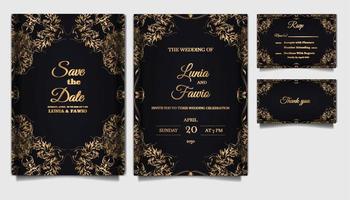 cartes d'invitation de mariage de luxe vecteur