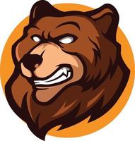 Illustration de la mascotte tête de grizzly ours brun en colère vecteur