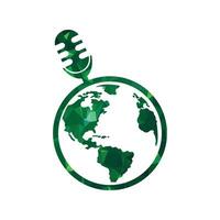 Podcast microphone et Terre vecteur logo. vecteur logo de microphone et Terre.