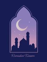 Ramadan kareem vecteur illustration. islamique salutation carte, affiche, bannière. mosquée silhouette