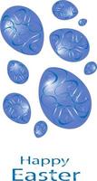 carte postale baner content Pâques avec brillant peint bleu des œufs. blanc Contexte brillant bleu Pâques des œufs. eps10 vecteur. vecteur