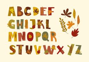 Alphabet des feuilles d'automne vecteur