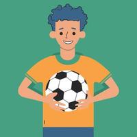 brésilien Jeune homme en portant une football Balle vecteur