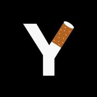 lettre y fumée logo concept avec cigarette icône. le tabac logo vecteur