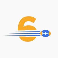 lettre 6 le rugby, Football logo combiner avec le rugby Balle icône pour américain football club symbole vecteur