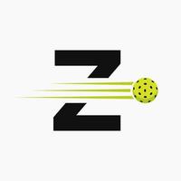 lettre z pickleball logo symbole. cornichon Balle logotype vecteur modèle