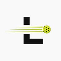 lettre l pickleball logo symbole. cornichon Balle logotype vecteur modèle