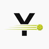 lettre y pickleball logo symbole. cornichon Balle logotype vecteur modèle