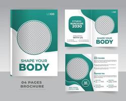 4 page Gym ou forme physique brochure modèle conception vecteur