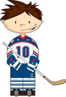 mignonne dessin animé le hockey joueur sport et loisir illustration vecteur