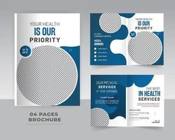 4 page médical ou soins de santé brochure modèle conception vecteur