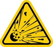 explosif matériaux signe. explosifs avertissement signe. Jaune Triangle signe avec un explosion icône à l'intérieur. avertir, explosif matériel. la vie menaçant. vecteur