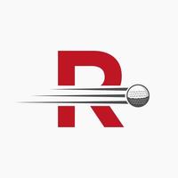 lettre r le golf logo conception. initiale le hockey sport académie signe, club symbole vecteur