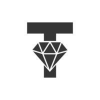 lettre t diamant logo conception. bijoux logo avec diamant icône vecteur modèle