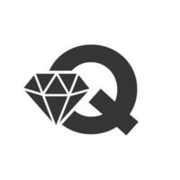 lettre q diamant logo conception. bijoux logo avec diamant icône vecteur modèle