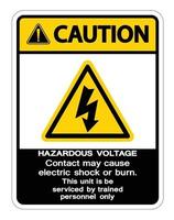 un contact de tension dangereux peut provoquer un choc électrique ou un signe de brûlure sur fond blanc vecteur